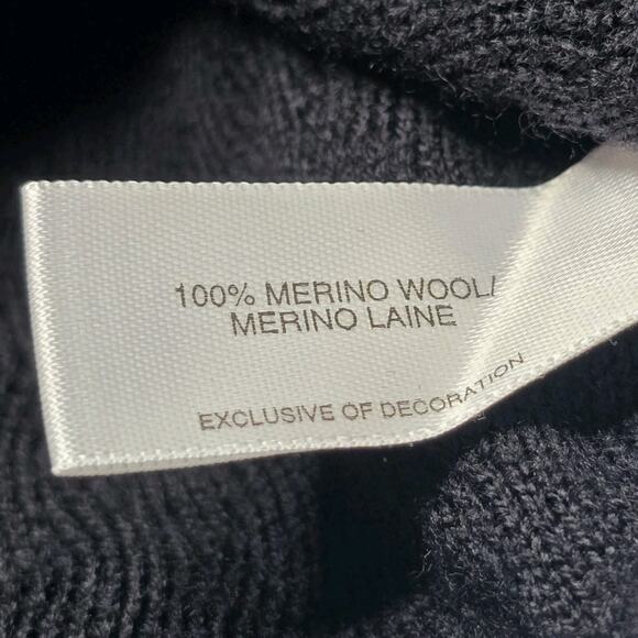 Cutter And Buck Black V-Neck 100% Merino Wool Ripple Knit Sweater Size Large - Picture 10 of 10